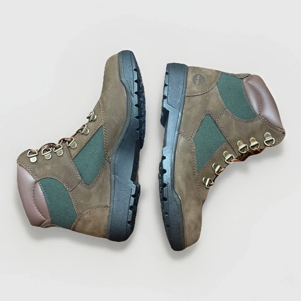 [TB044992214] Grade School Timberland 6‎ INCH FIELD BOOT JUNIOR 'BROWN GREEN'